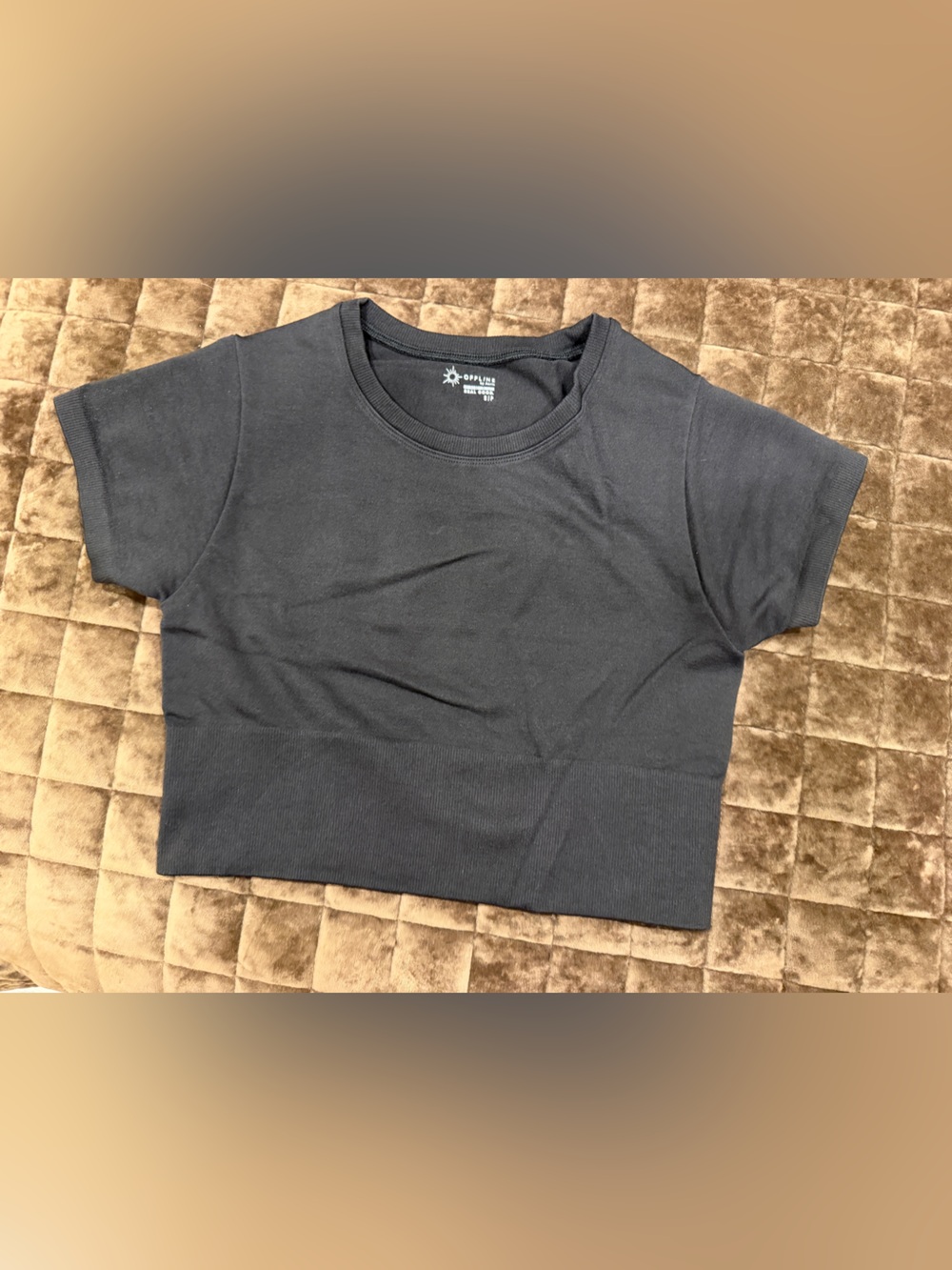 aerie Black Crop Short Sleeve Top
